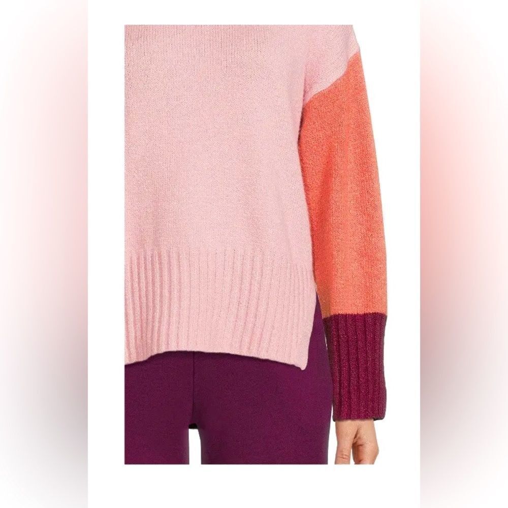 Time and Tru Women's Color Blocked Pink Mock Neck Sweater Size XXL (20) 8 380 - Picture 2 of 9